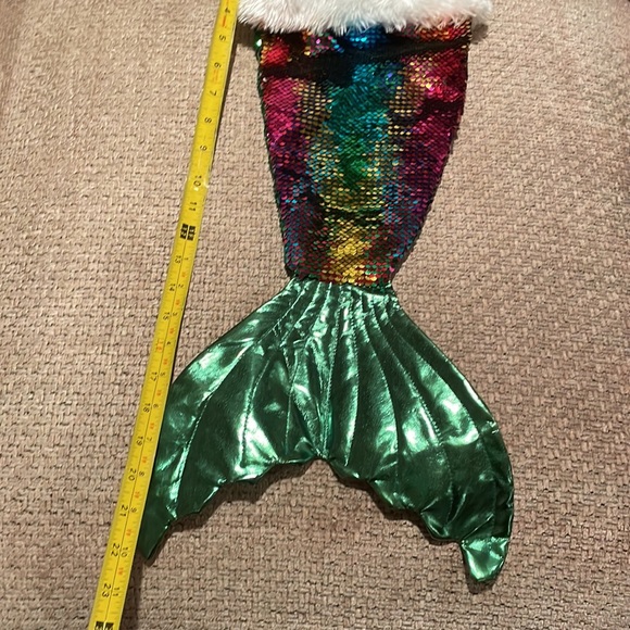 Christmas Stocking Mermaid Sequined Very Colorful Measurements 22” x 9” - Picture 7 of 8